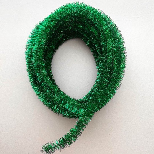 Emerald Green Metallic Wired Tinsel Trim or Garland ~ 7/8" wide ~ 10 meter length